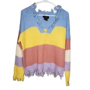 7 Runway multi color stripe cropped sweater size L